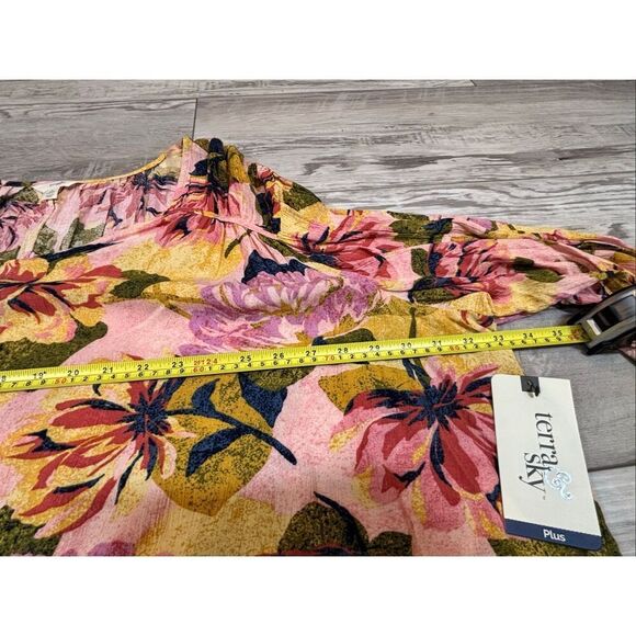 Terra & Sky full figure floral blouse plus size 4X - Picture 11 of 12